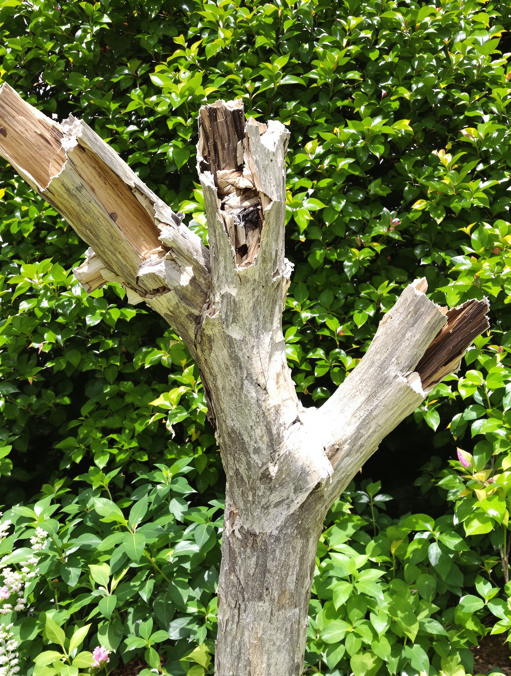 Branches cassées sur un Arbre de Judée après tempête