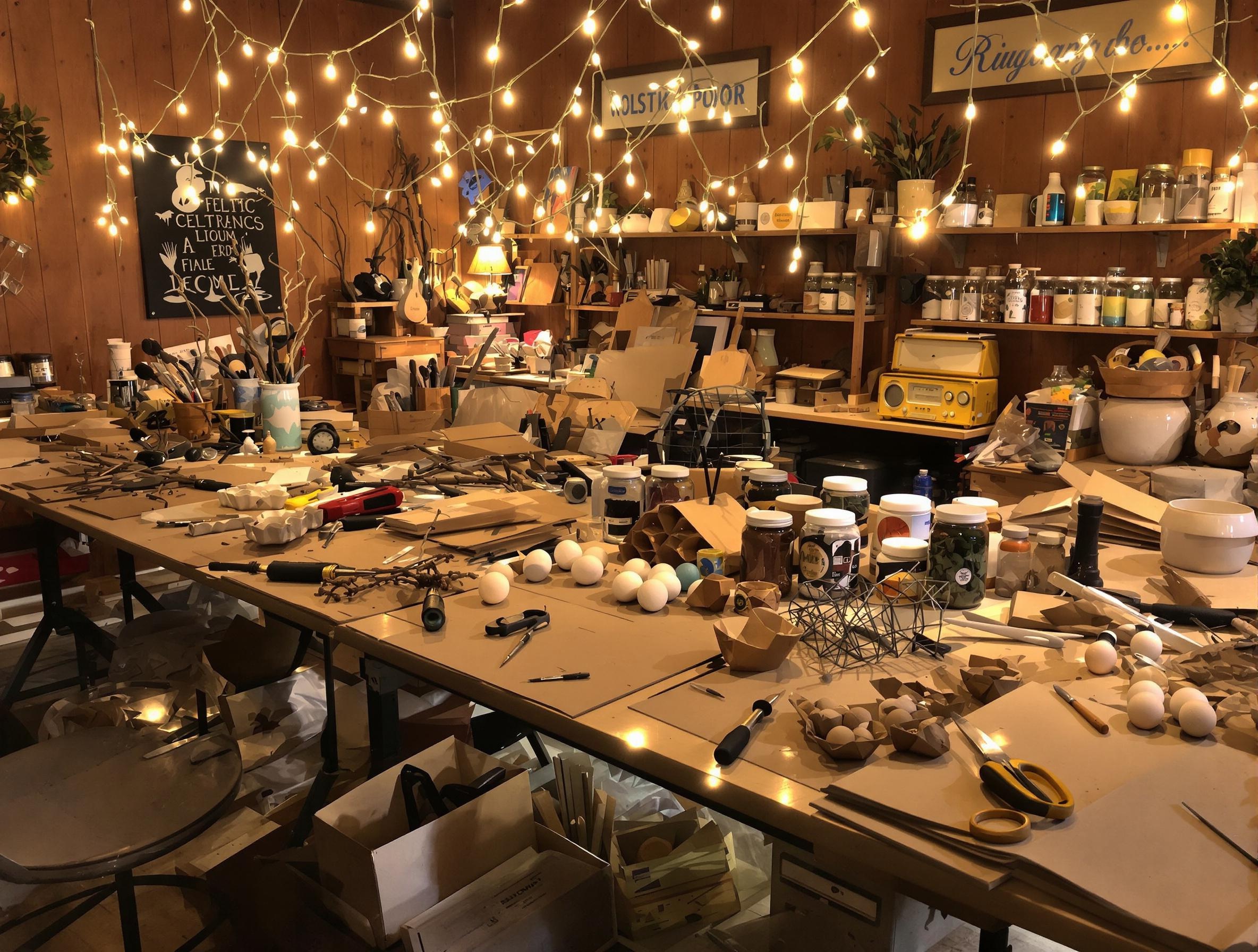 Atelier bricolage breton chaleureux sapin Noël matériaux récupérés
