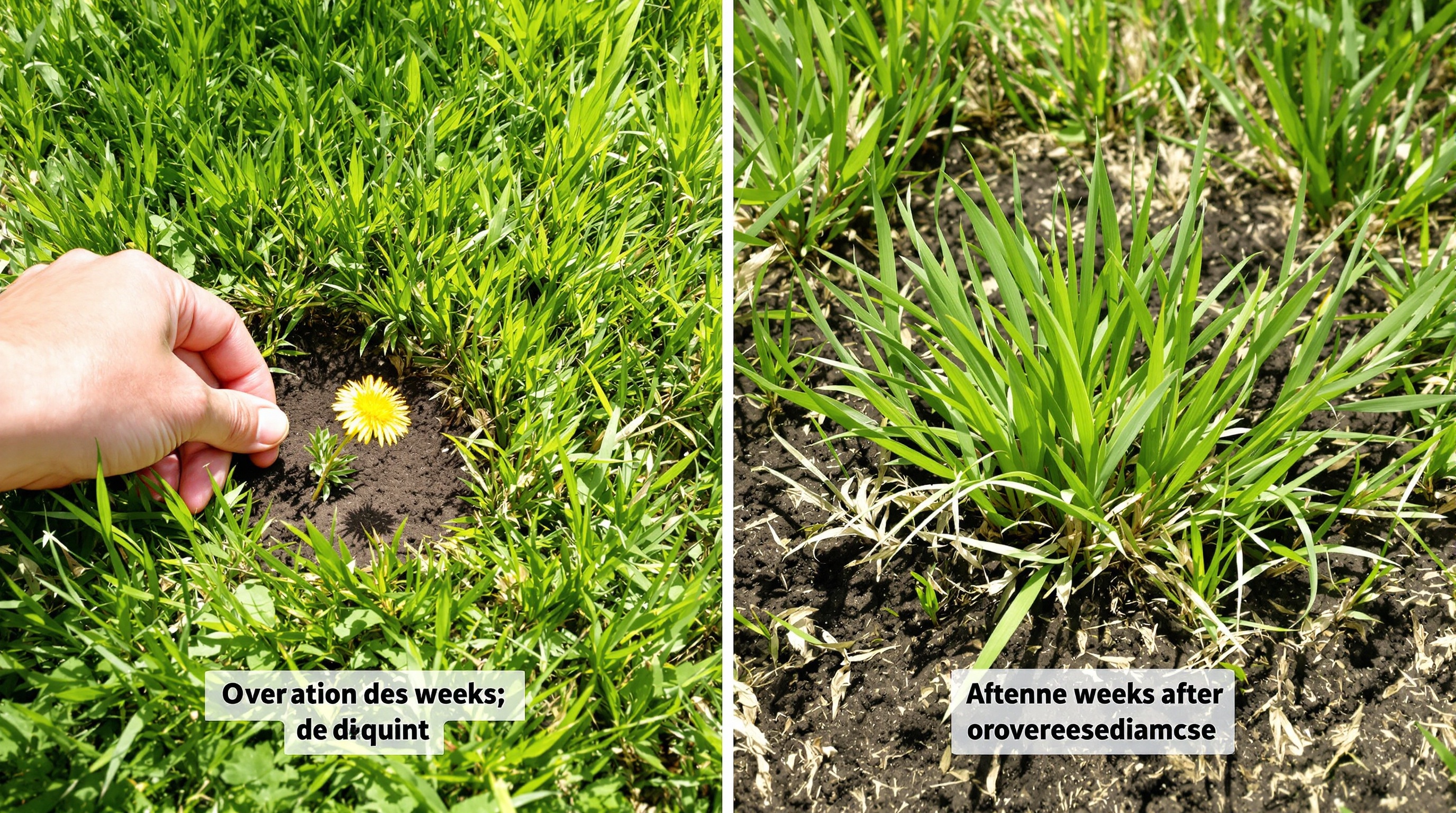 Main arrache pissenlit - gazon regarni jeune pousse Bretagne