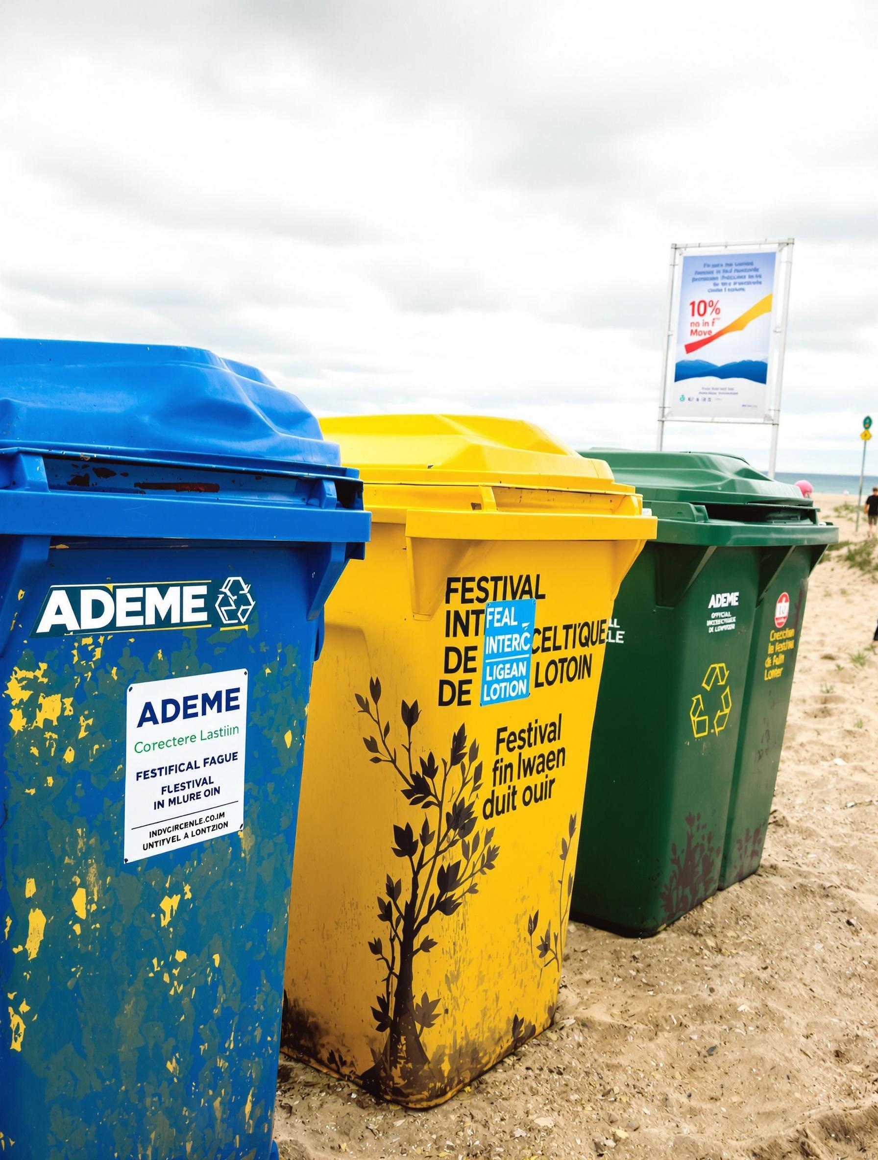 bacs de tri sur plage bretonne