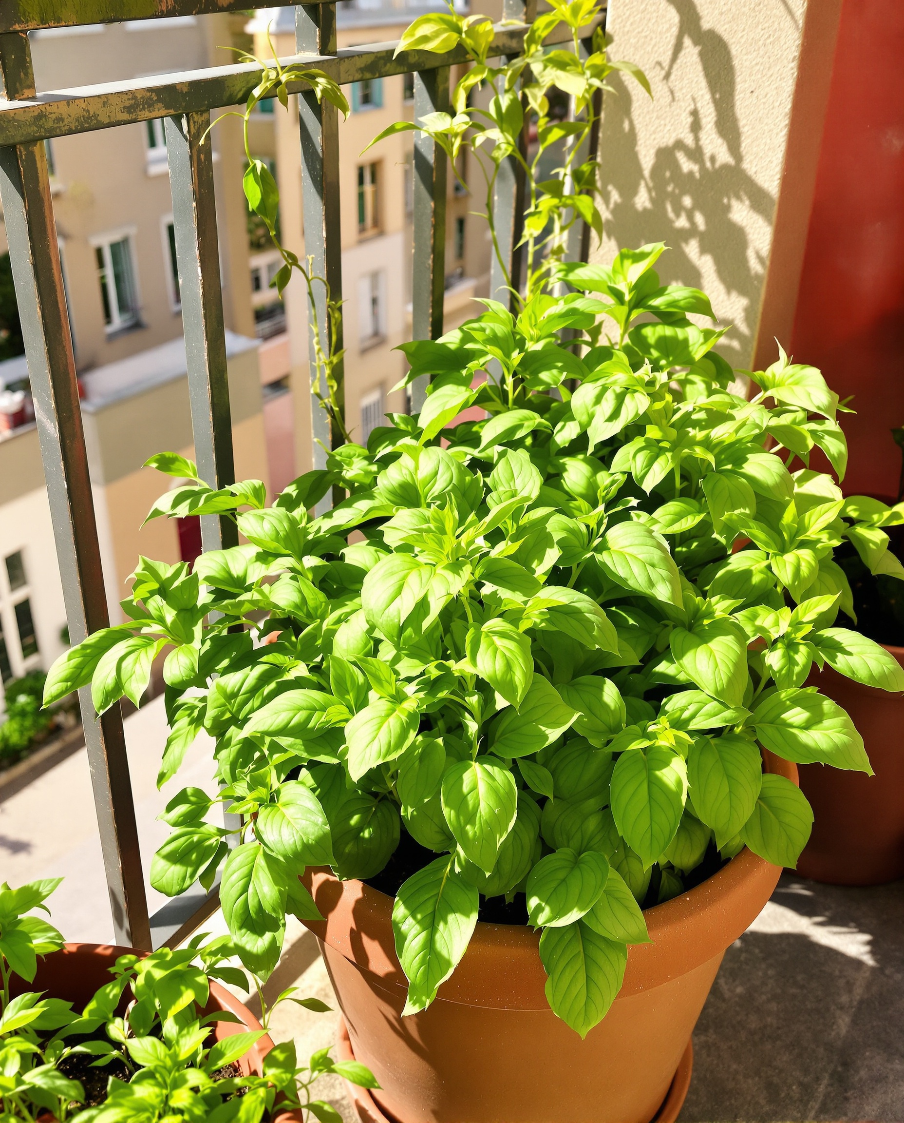 basilic touffu compagnon tomate balcon drainage