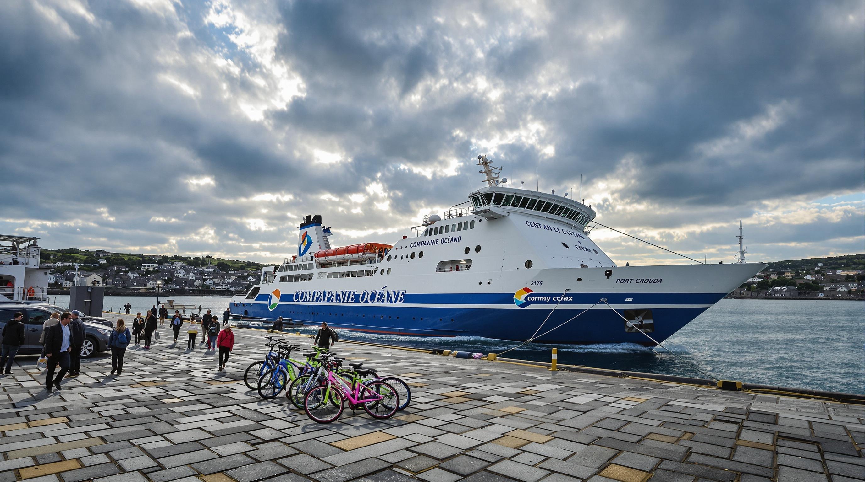 Bateau Compagnie Océane accostant à Port-Tudy sur l’île de Groix