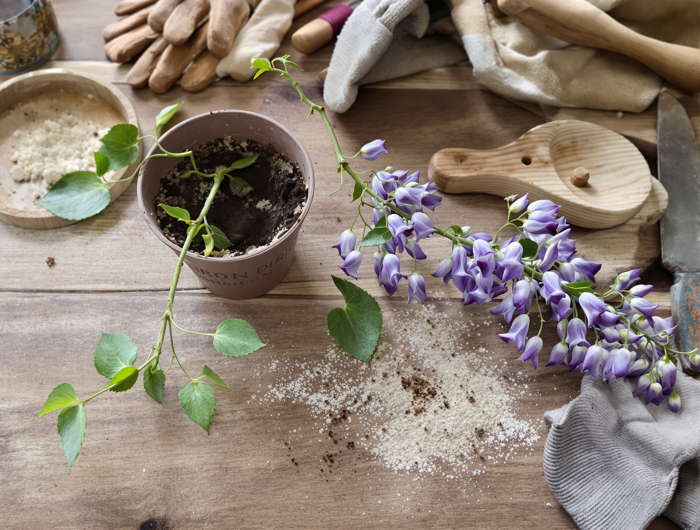 bouture de glycine semi-aoûtée coupe biseau substrat atelier jardinage