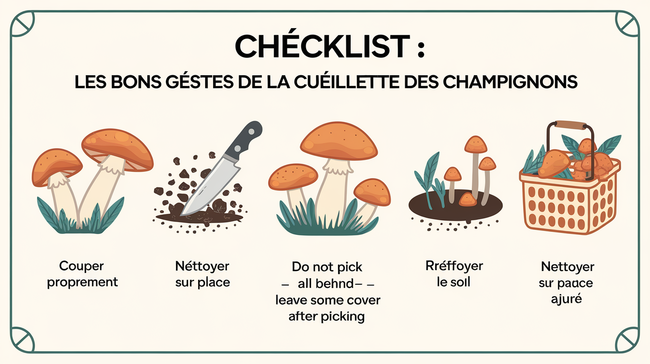 Checklist illustrée sur les bons gestes de cueillette des champignons