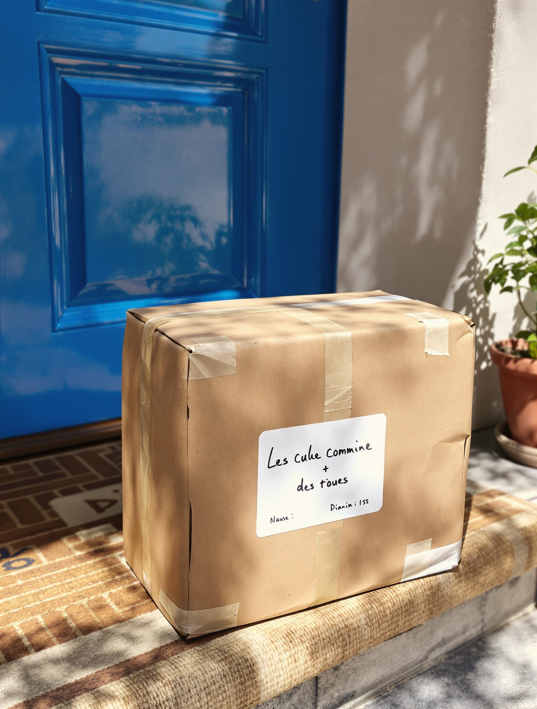 Colis de livres emballés avec soin, prêt pour le ramassage à domicile.