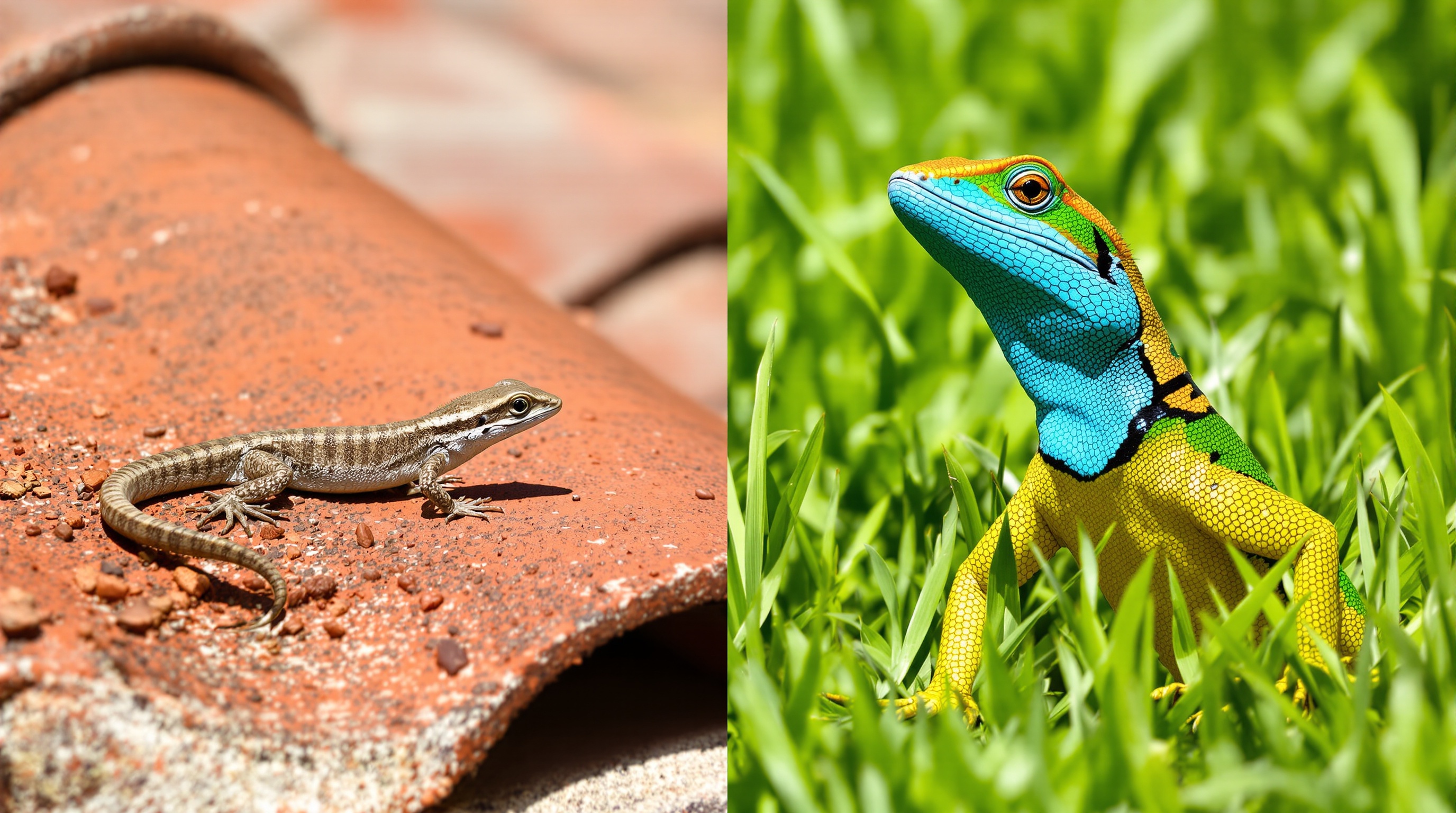 Comparaison visuelle Lézard des murailles vs Lézard vert occidental