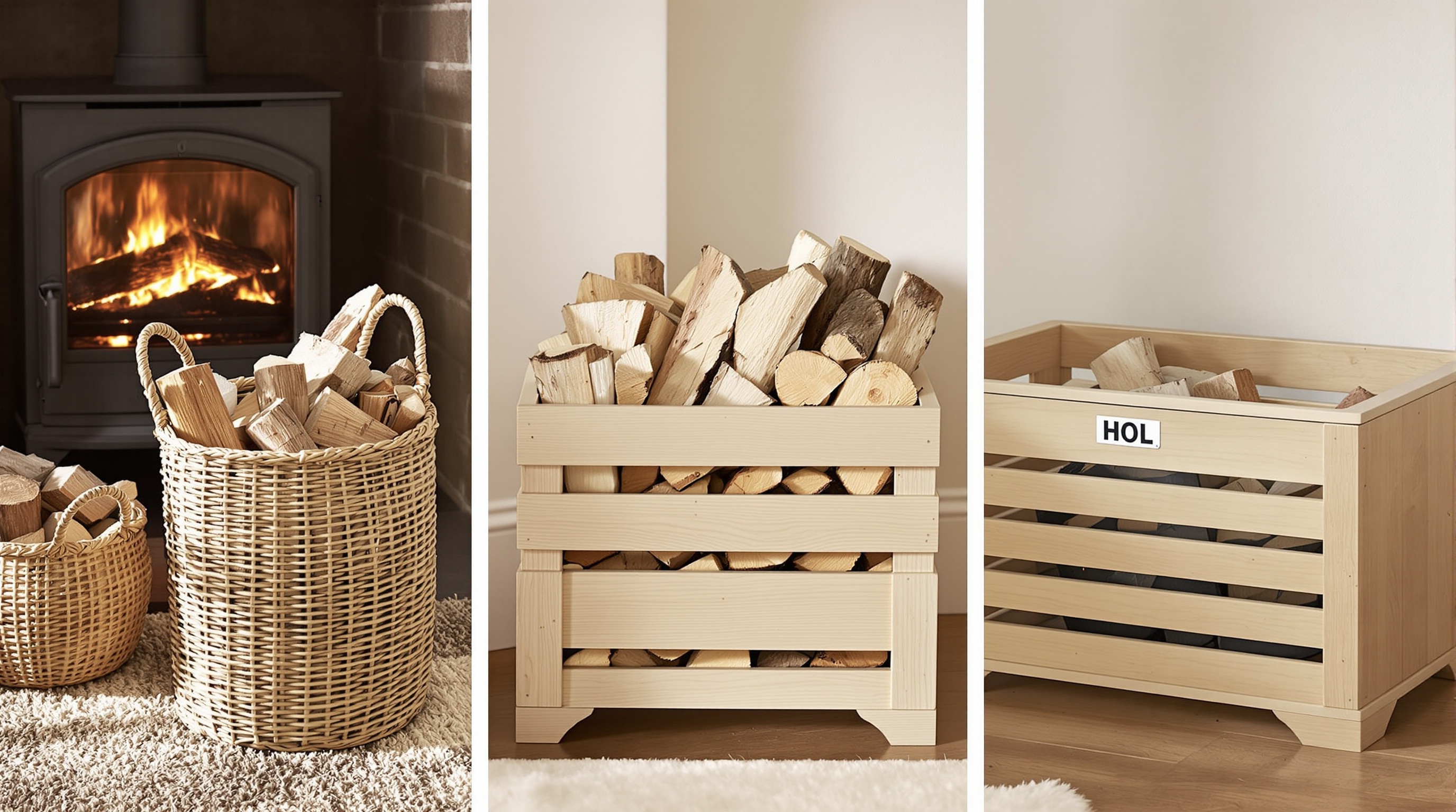 Comparatif paniers-knagglig-branas-hol autour d'un poêle à bois