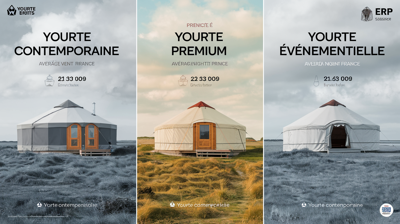 Comparatif des types de yourtes et tarifs moyens en France