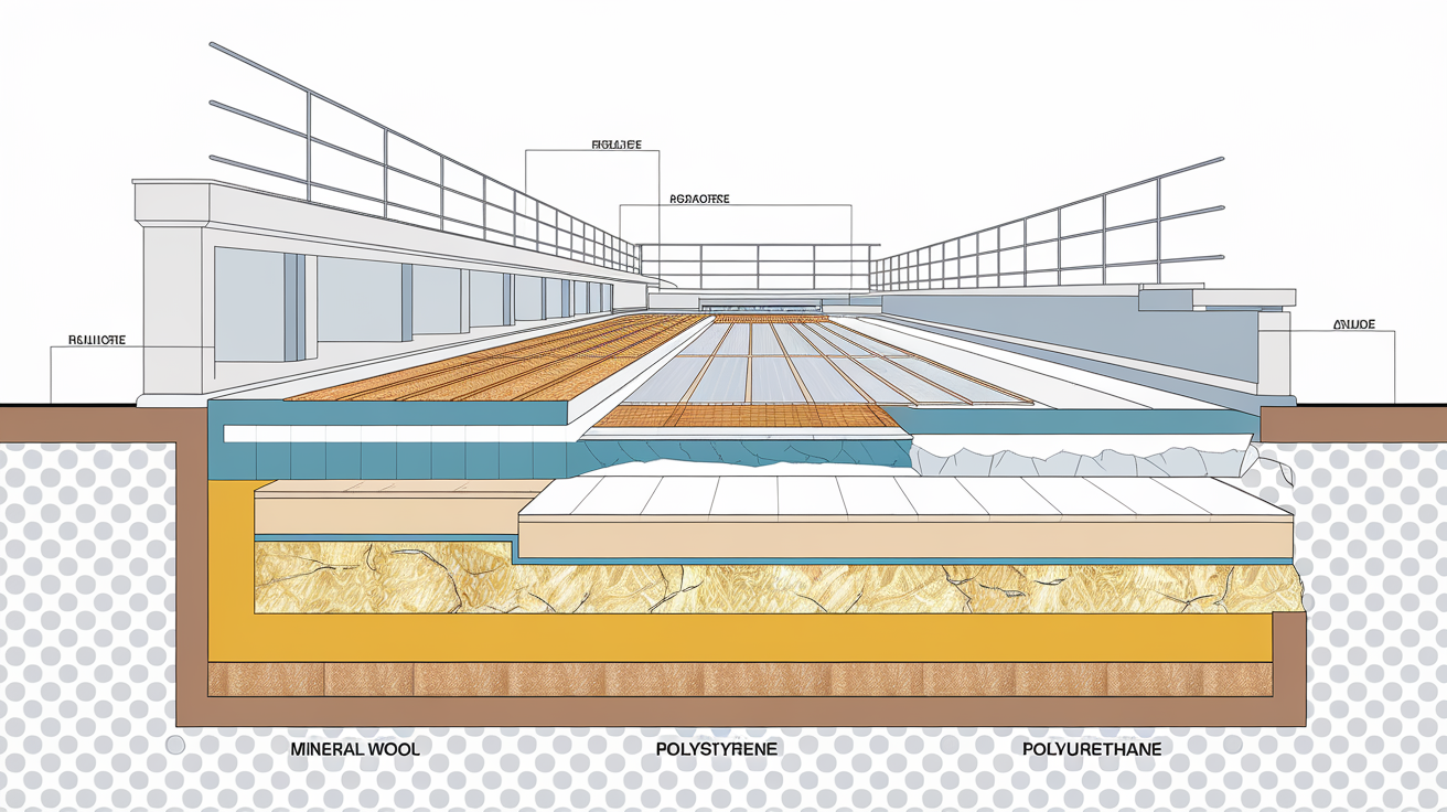 couche d'isolation thermique superposée sous une membrane d'étanchéité