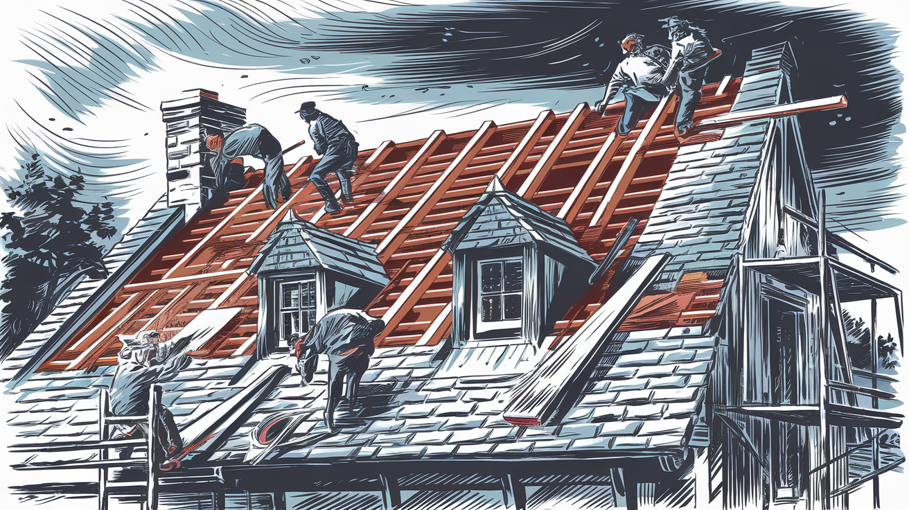 Croquis dynamique de rehaussement de toiture bretonne