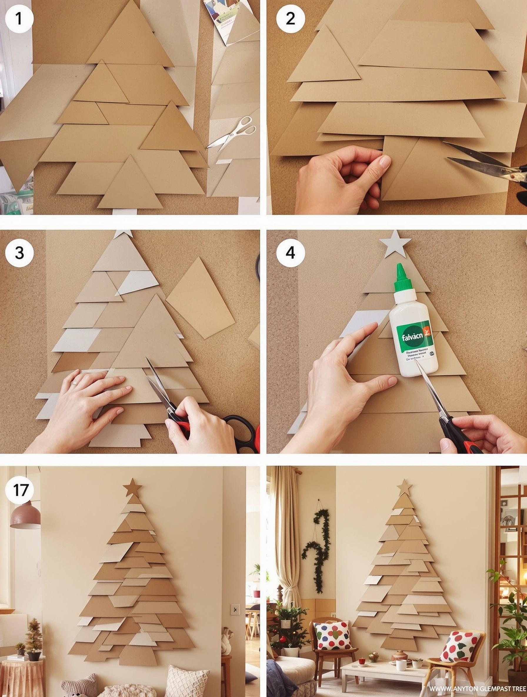 Etapes sapin mural carton DIY breton