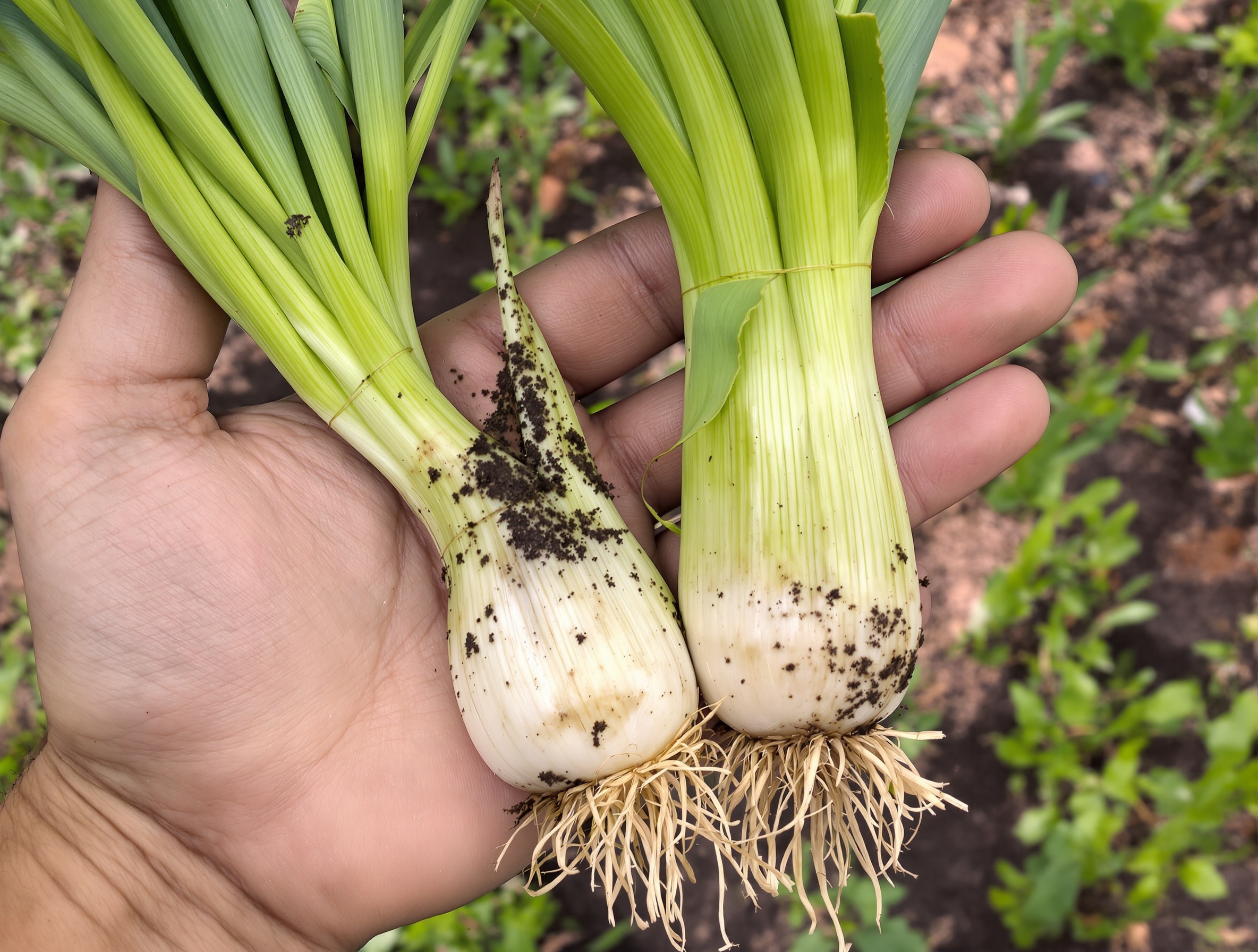 Coupe des racines et feuilles lors de l'habillage du poireau