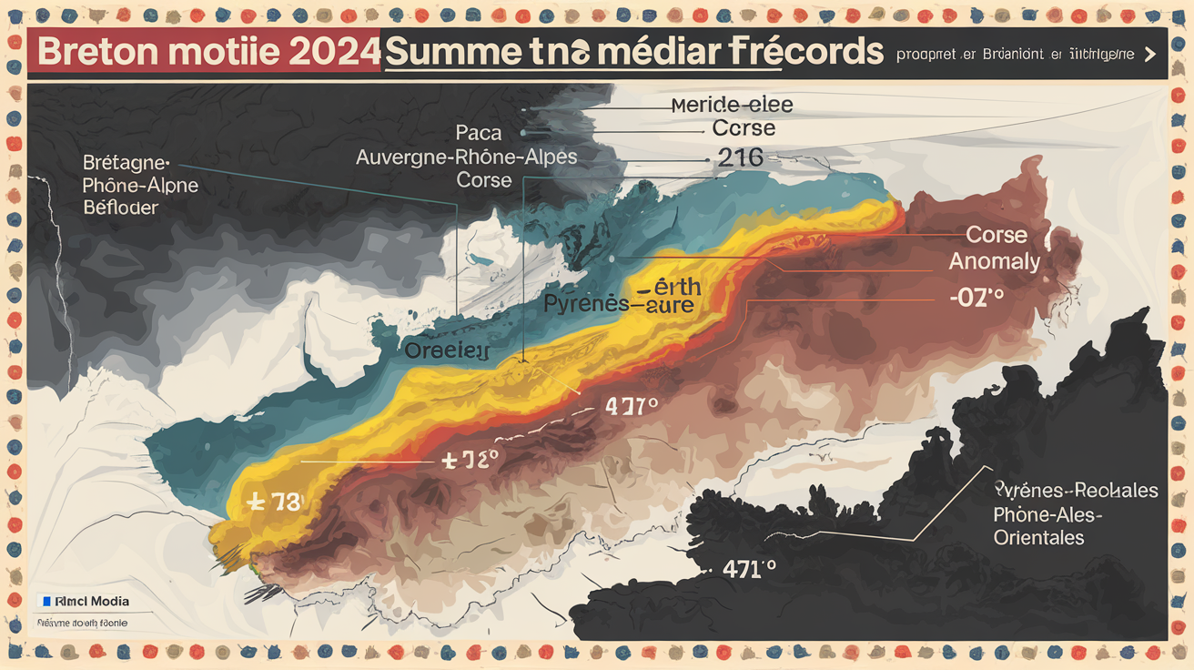 Carte comparative des records thermiques régionaux été 2024