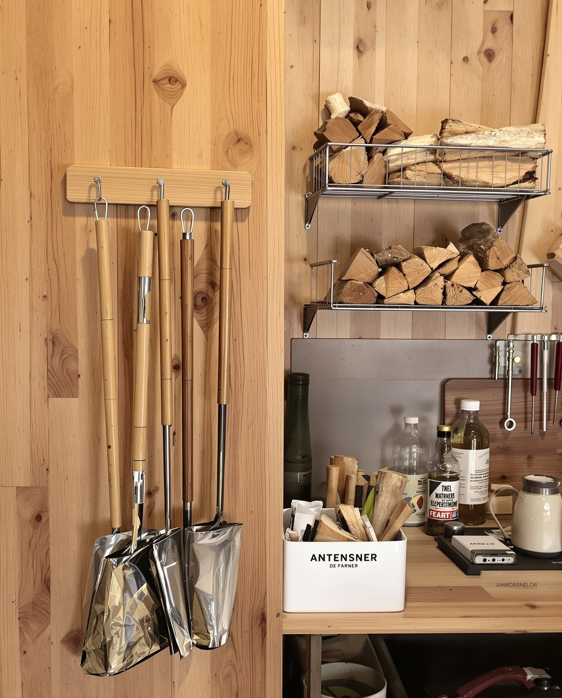 Accessoires IKEA détournés sur range-bûches MORSNING ANTENNER ÅKERBÄR