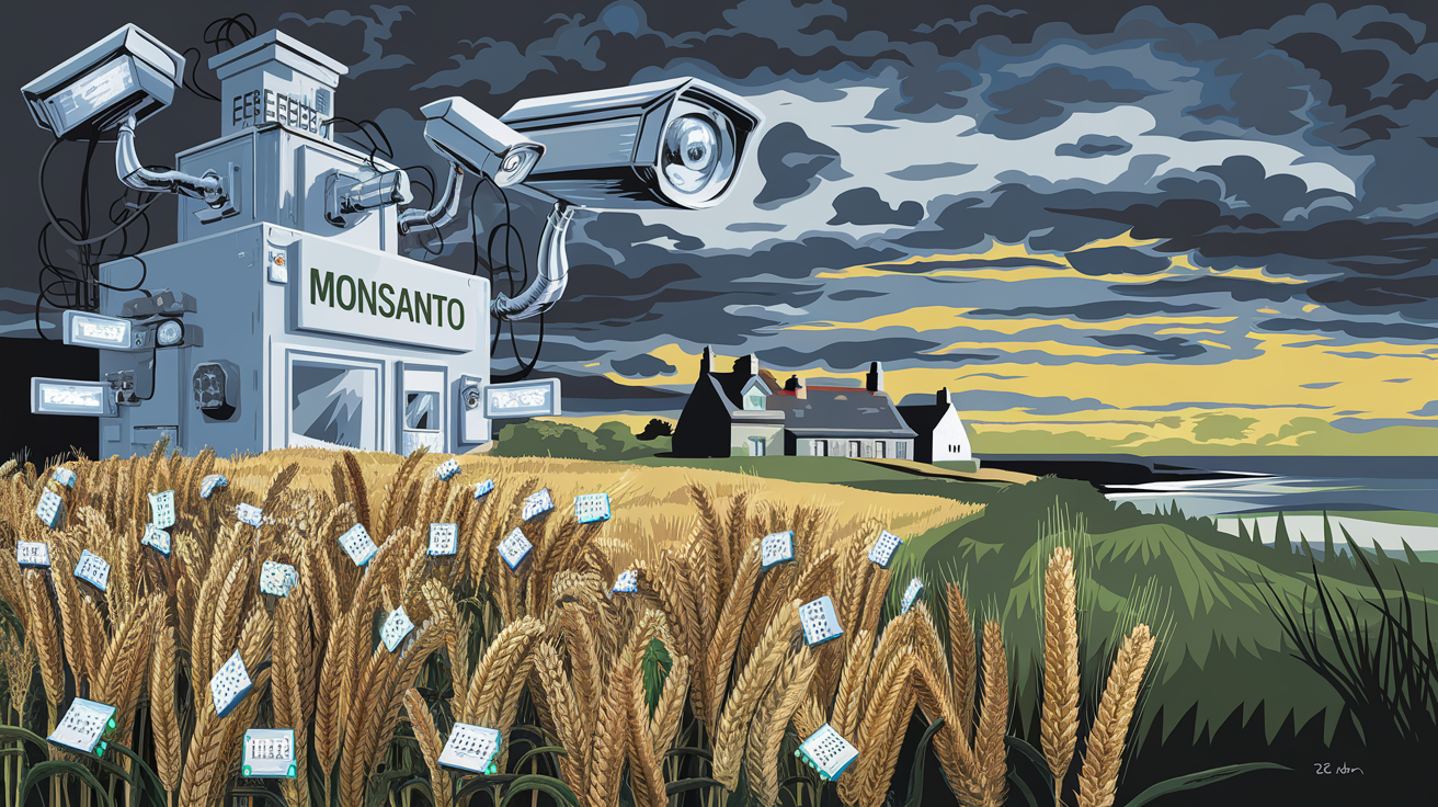 Laboratoire Monsanto surveillant un champ de blé