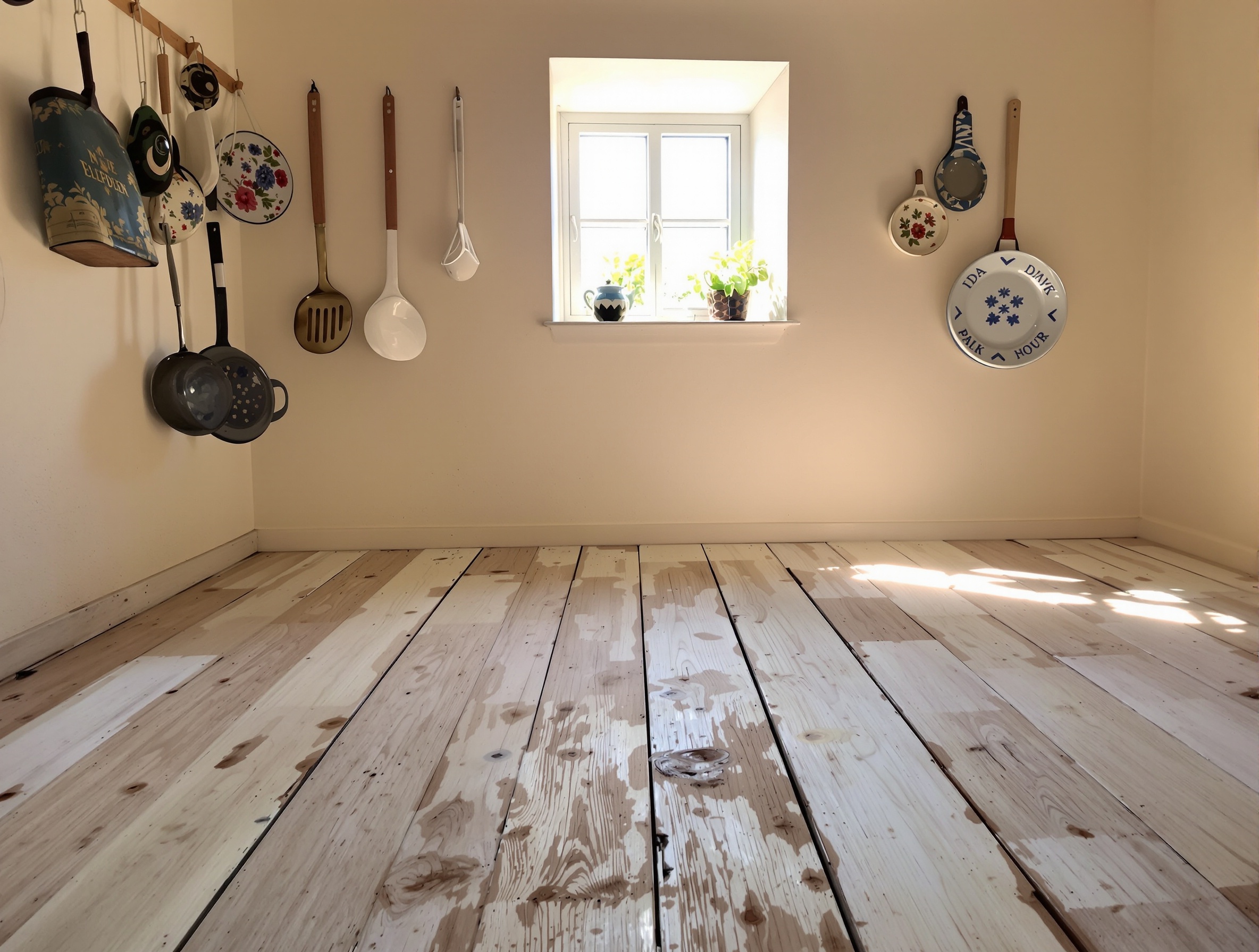 intérieur breton, sol peint fraîchement rénové