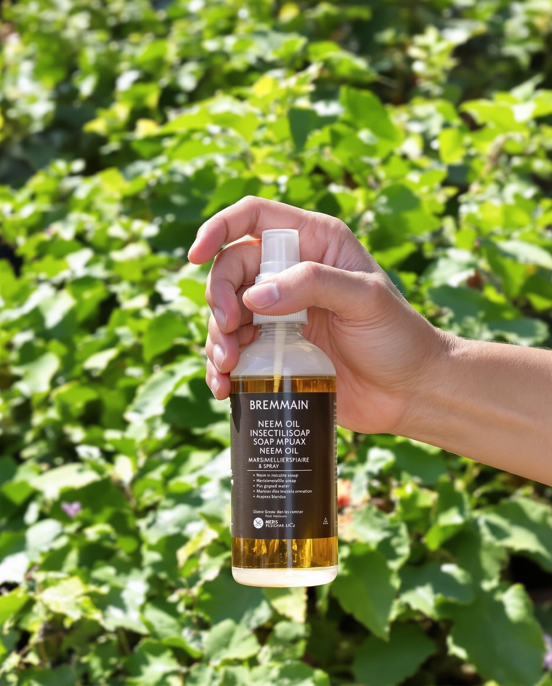 Préparation d'un spray insecticide naturel dans un jardin breton