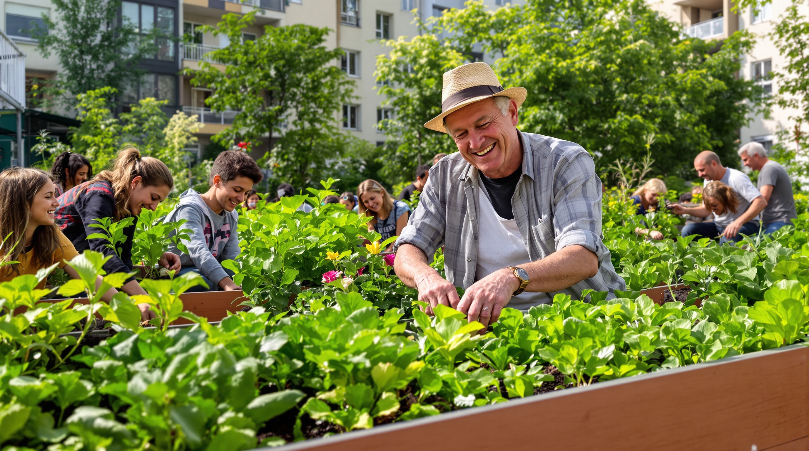 Jardin partagé urbain convivial intergénérationnel