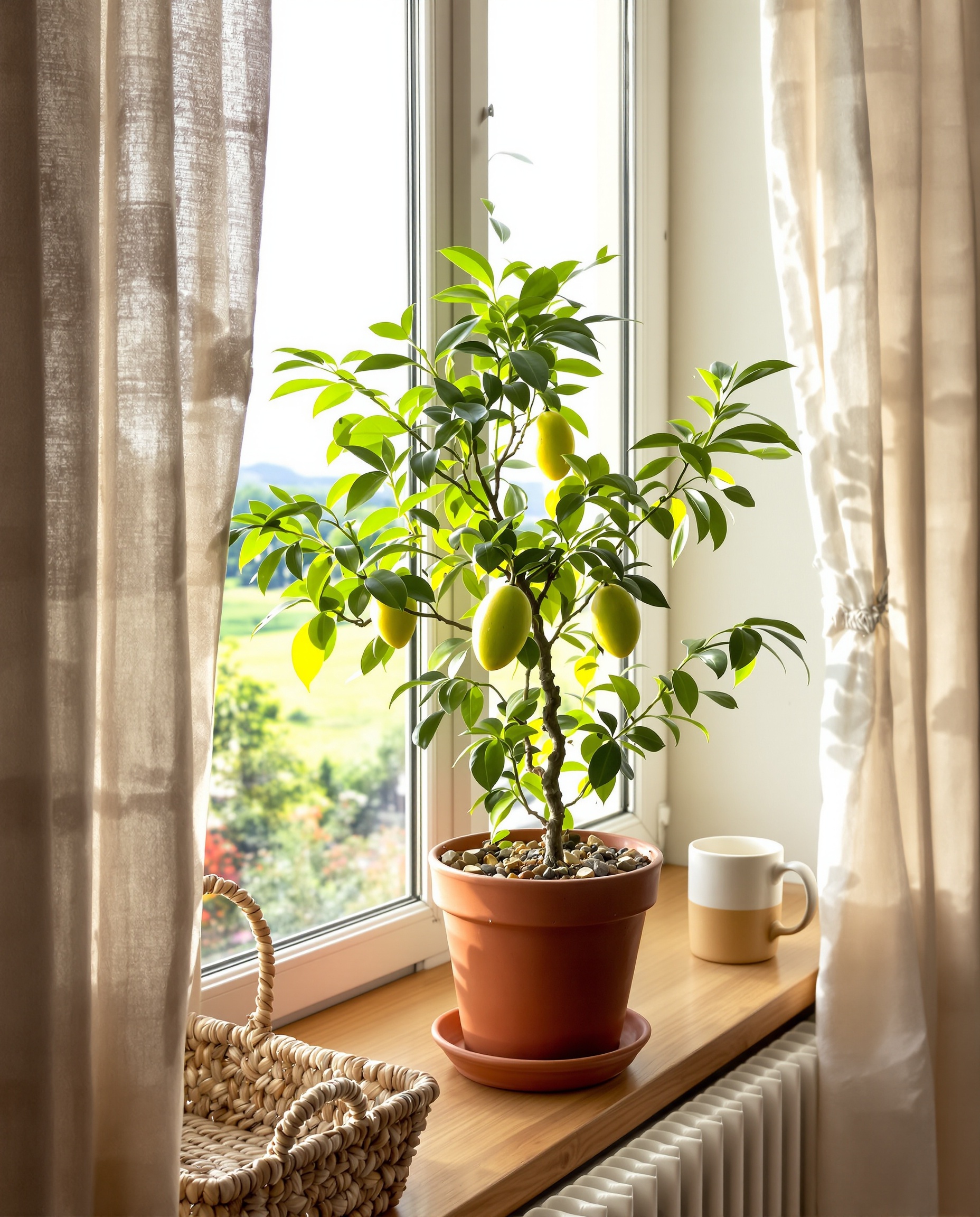 jeune manguier sur rebord fenêtre Bretagne