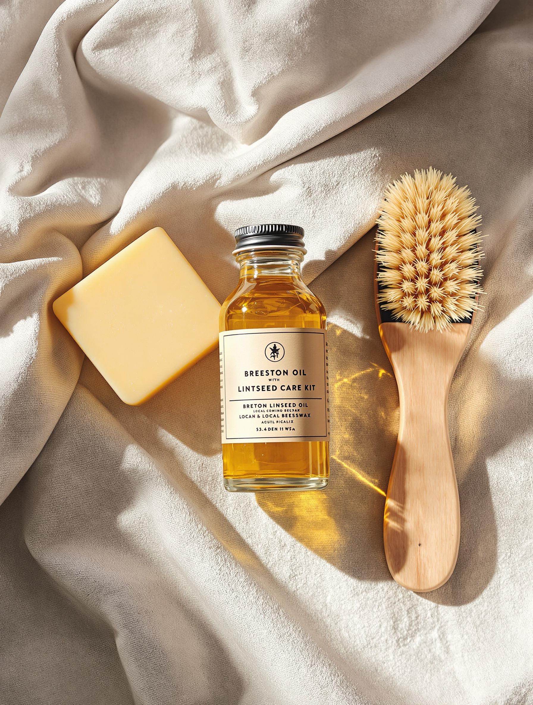 Kit entretien naturel chaussures : huile de lin bretonne et cire d’abeille