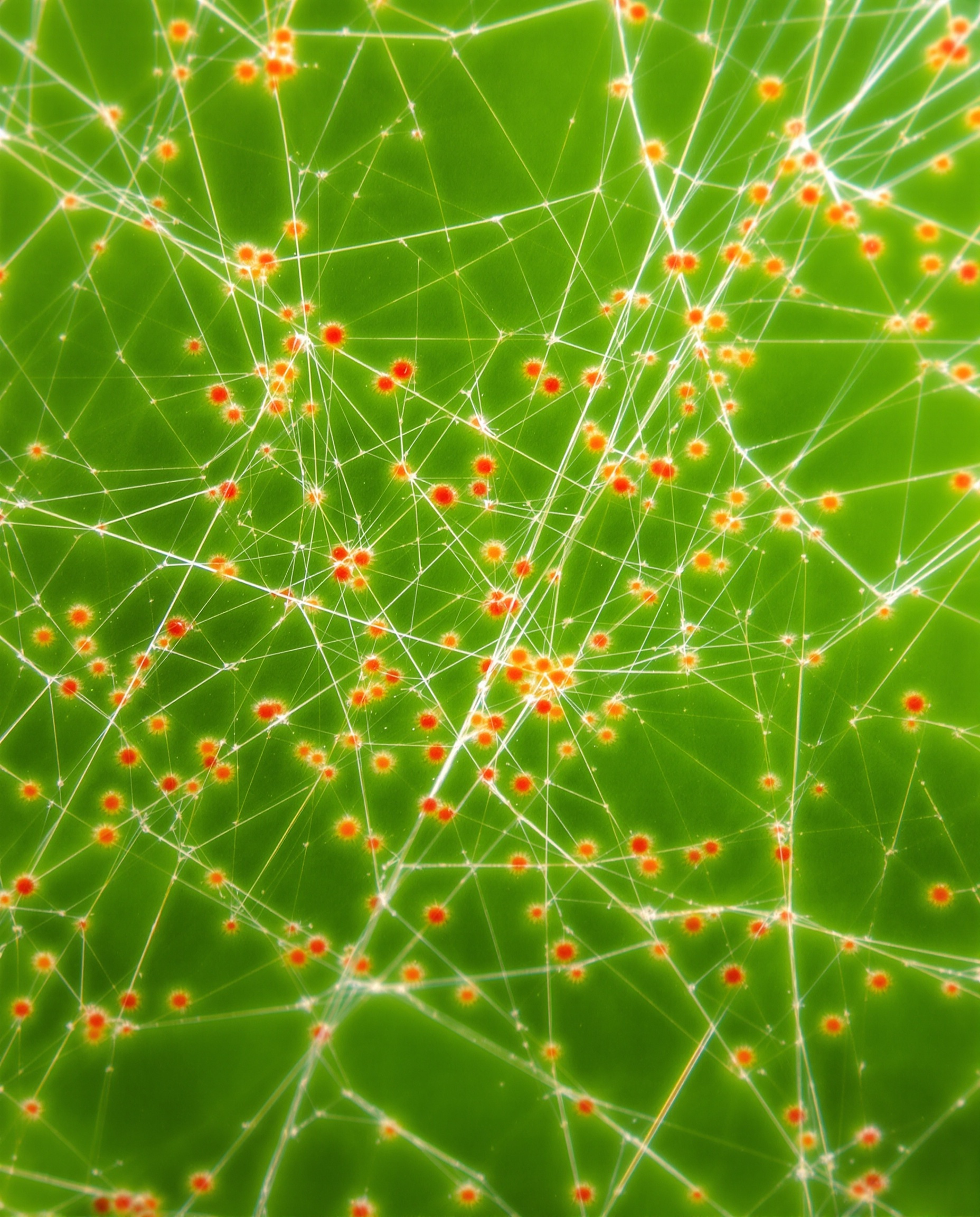 Macro photo d'arachnides rouges tissant une toile sur feuille de yucca