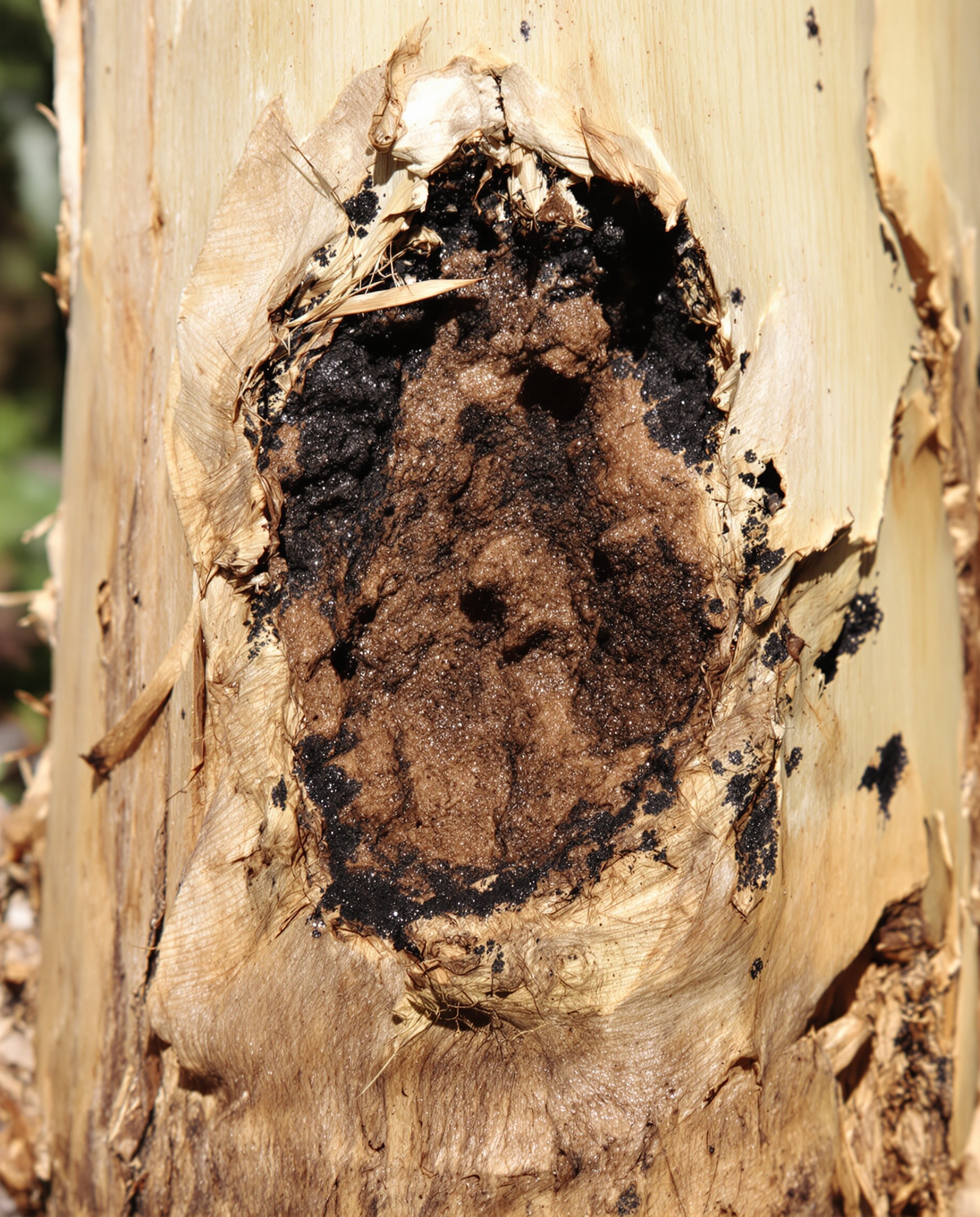 Tronc de yucca mou et sombre