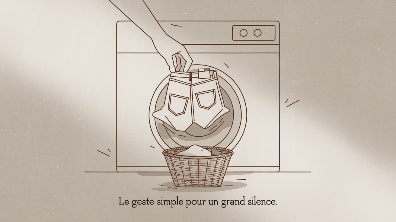 Vider soigneusement les poches d'un jean avant lavage pour éviter les bruits et pannes sur la machine à laver.