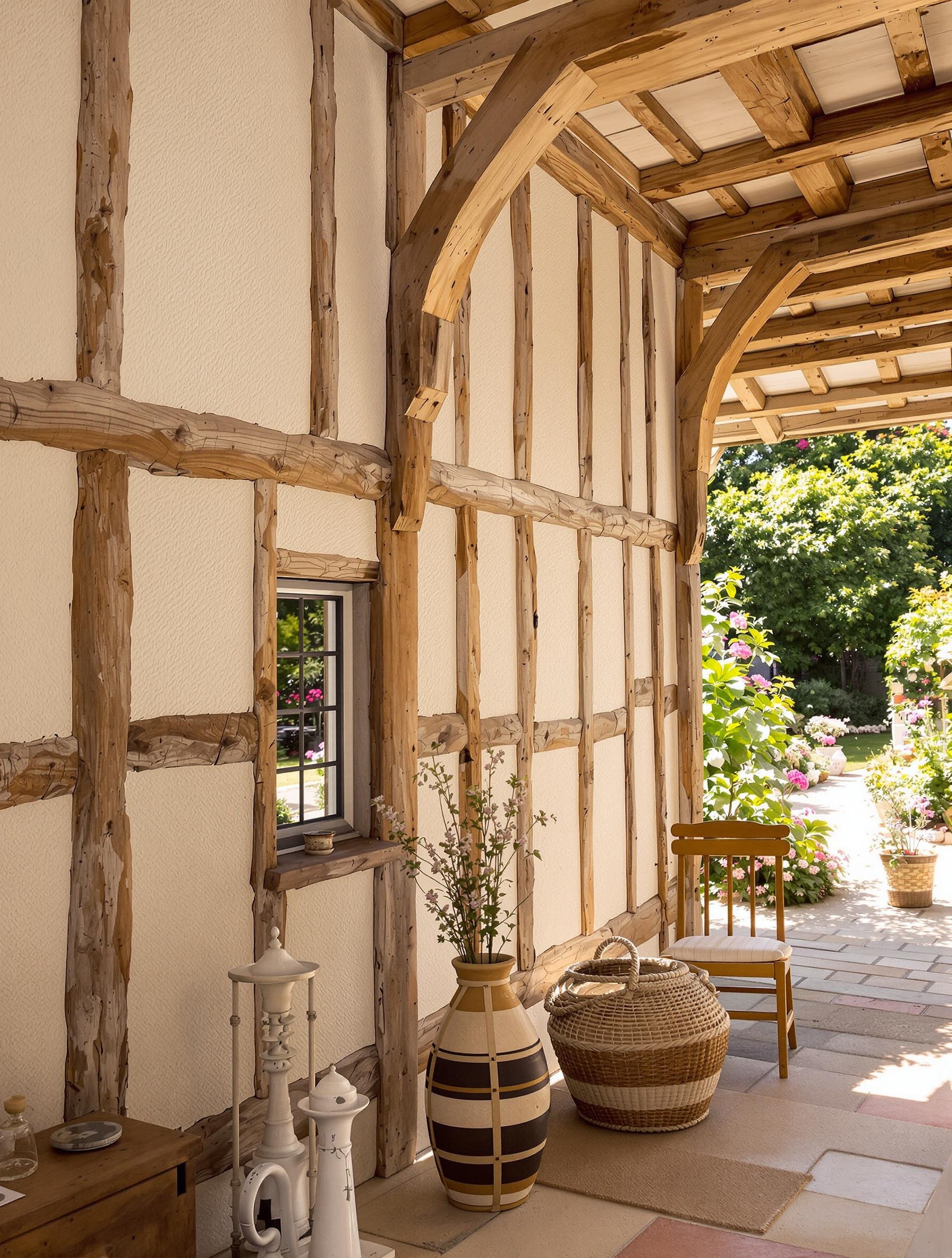 Maison à colombages rénovée en Bretagne avec chaux, torchis et lumière naturelle