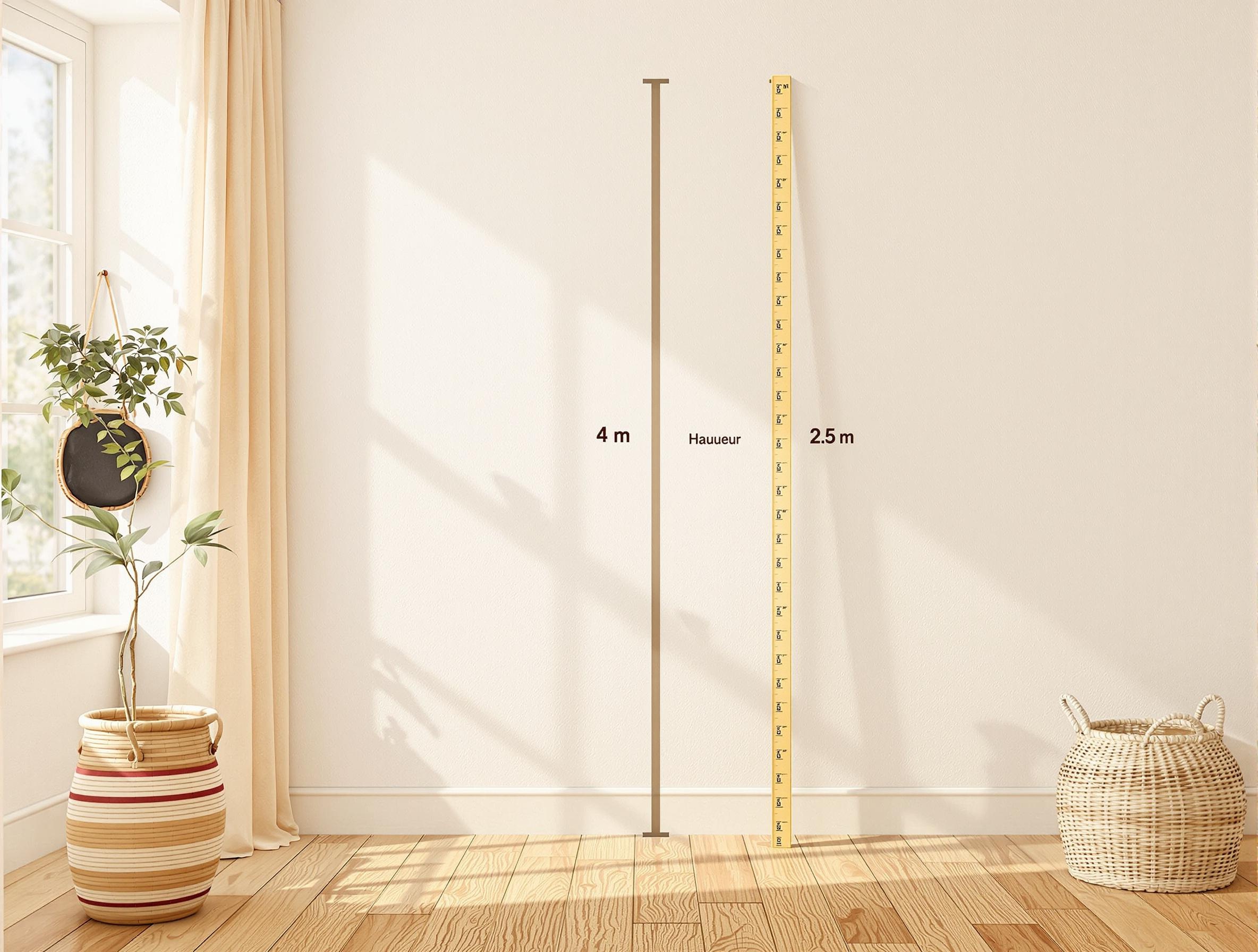 Mur rectangulaire à mesurer avec un mètre ruban.