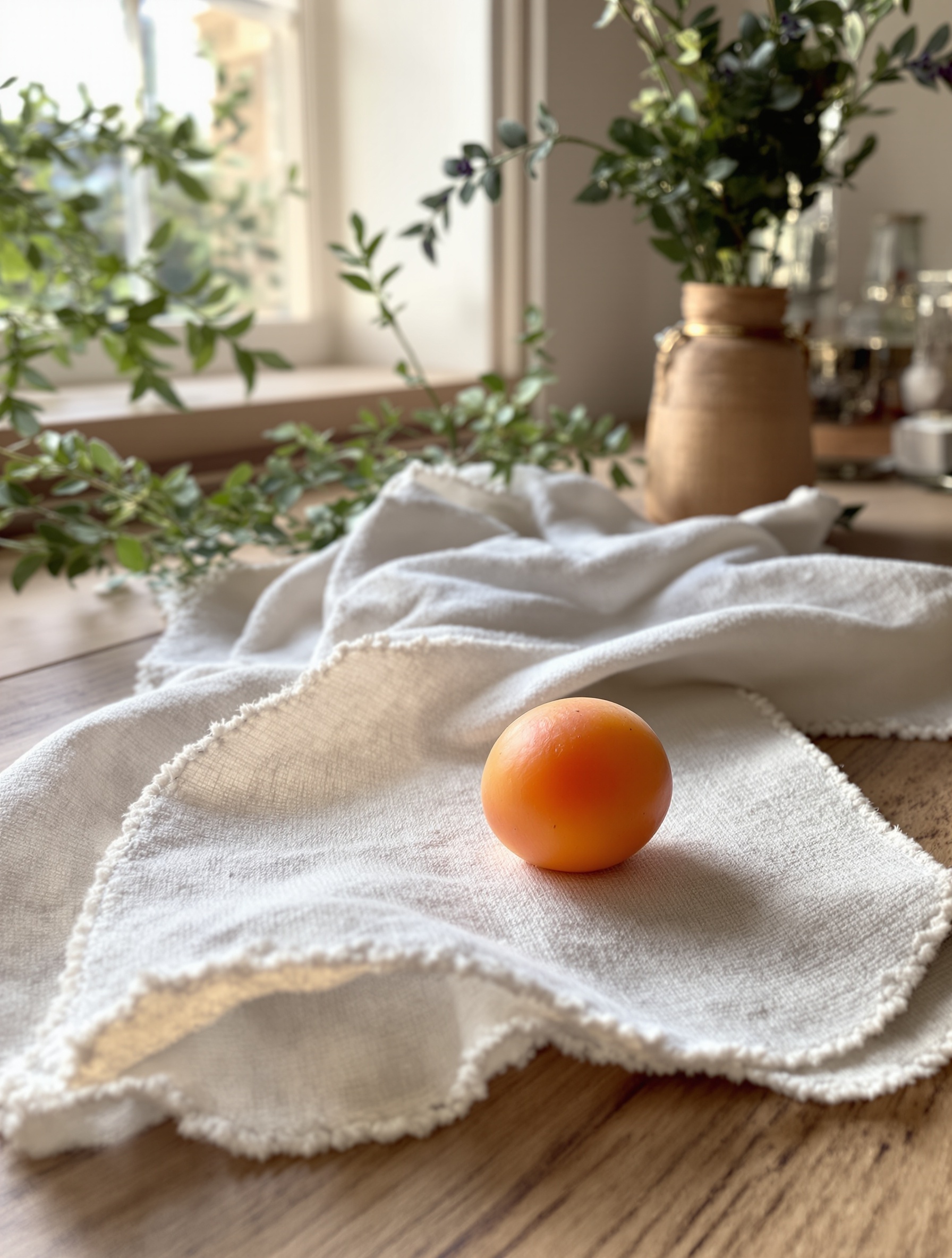 Noyau d'abricot nettoyé séchant à l'air libre en Bretagne