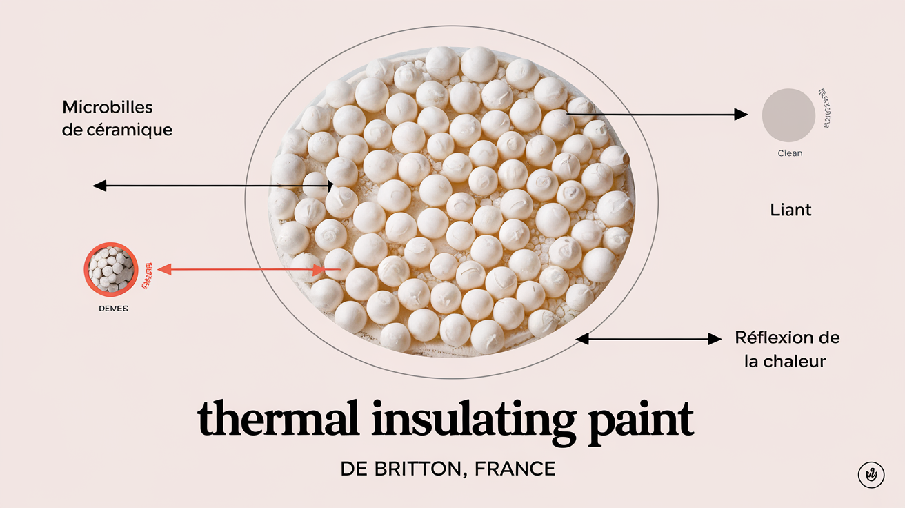 Schéma des microbilles céramiques dans une peinture isolante