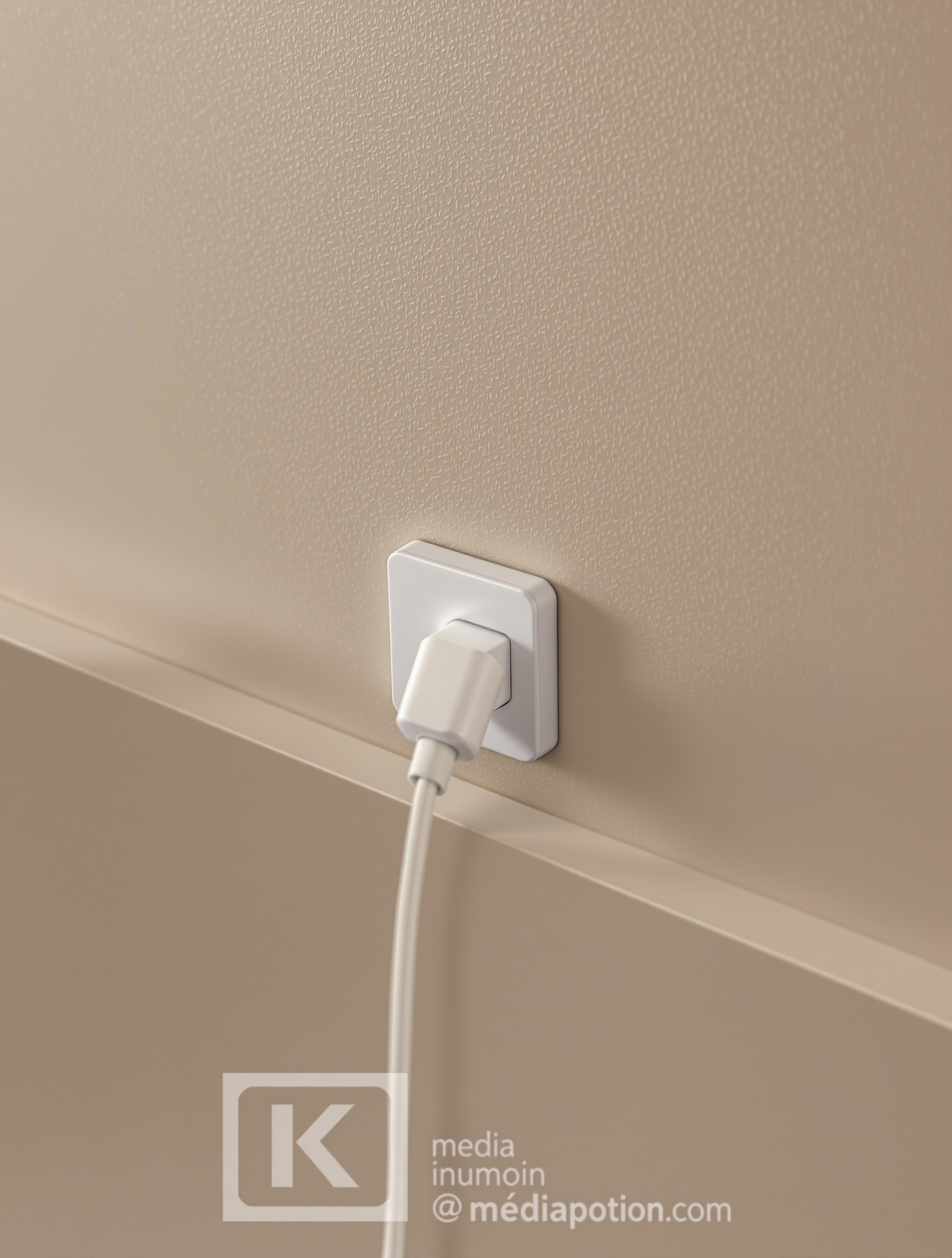 Plinthe électrique blanche design sortie de câble lampe mur sobre