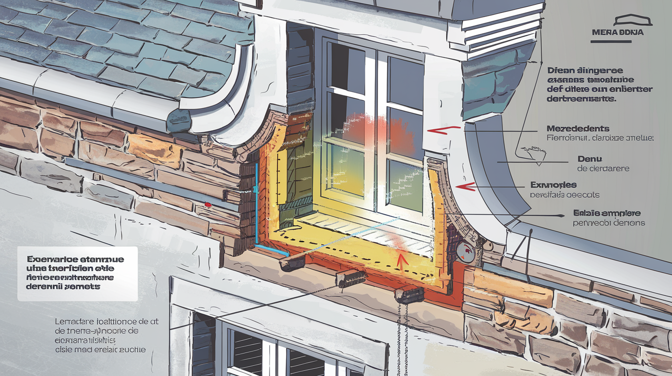 Détail d'un pont thermique mal traité à la jonction mur-fenêtre
