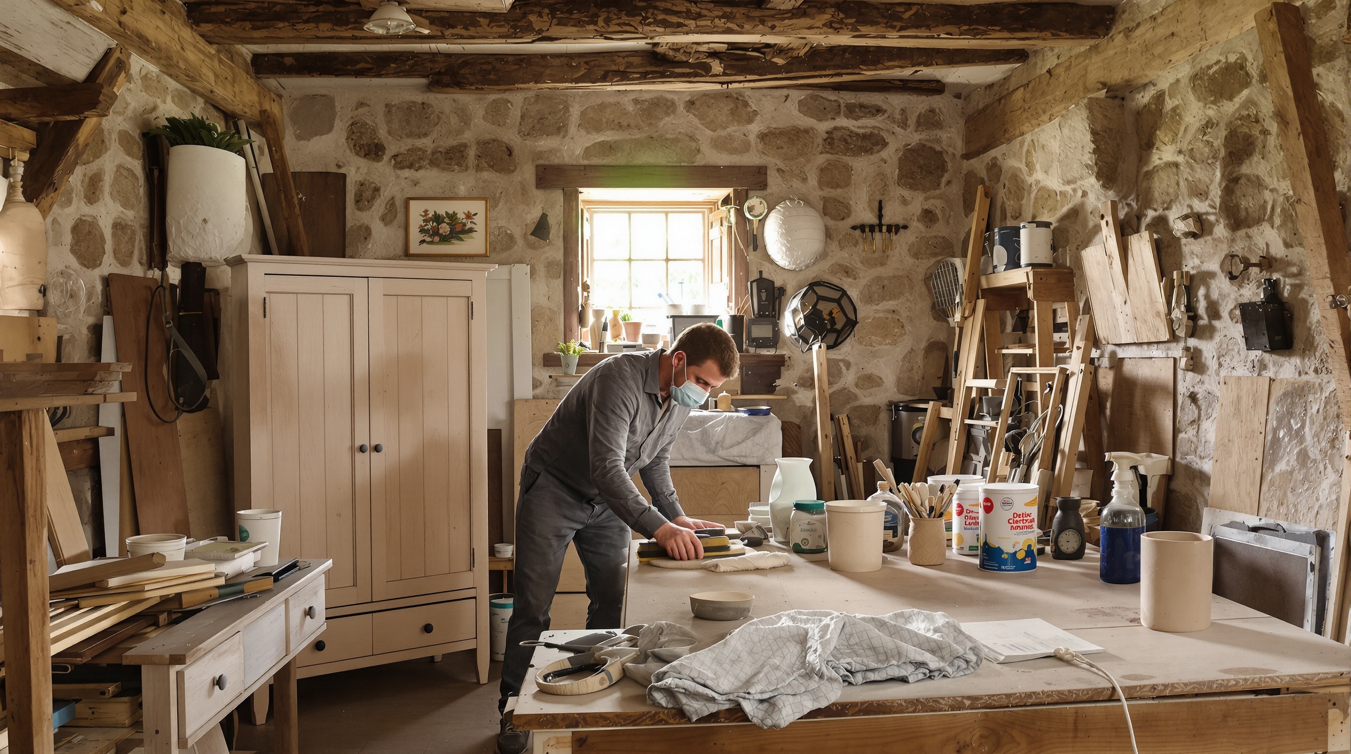 étapes préparation meuble bois avant peinture atelier breton