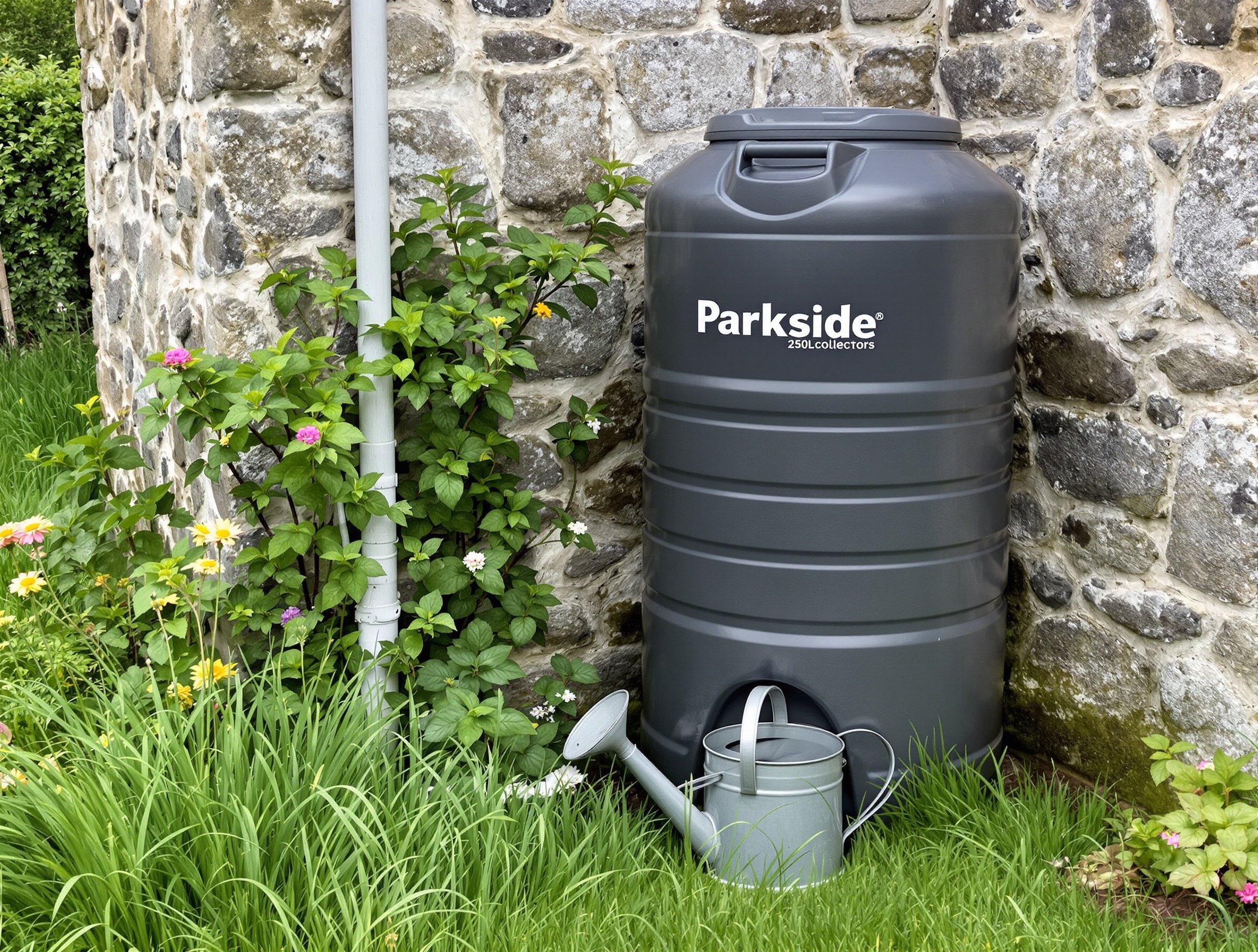 récupérateur eau pluie Parkside installé jardin Bretagne