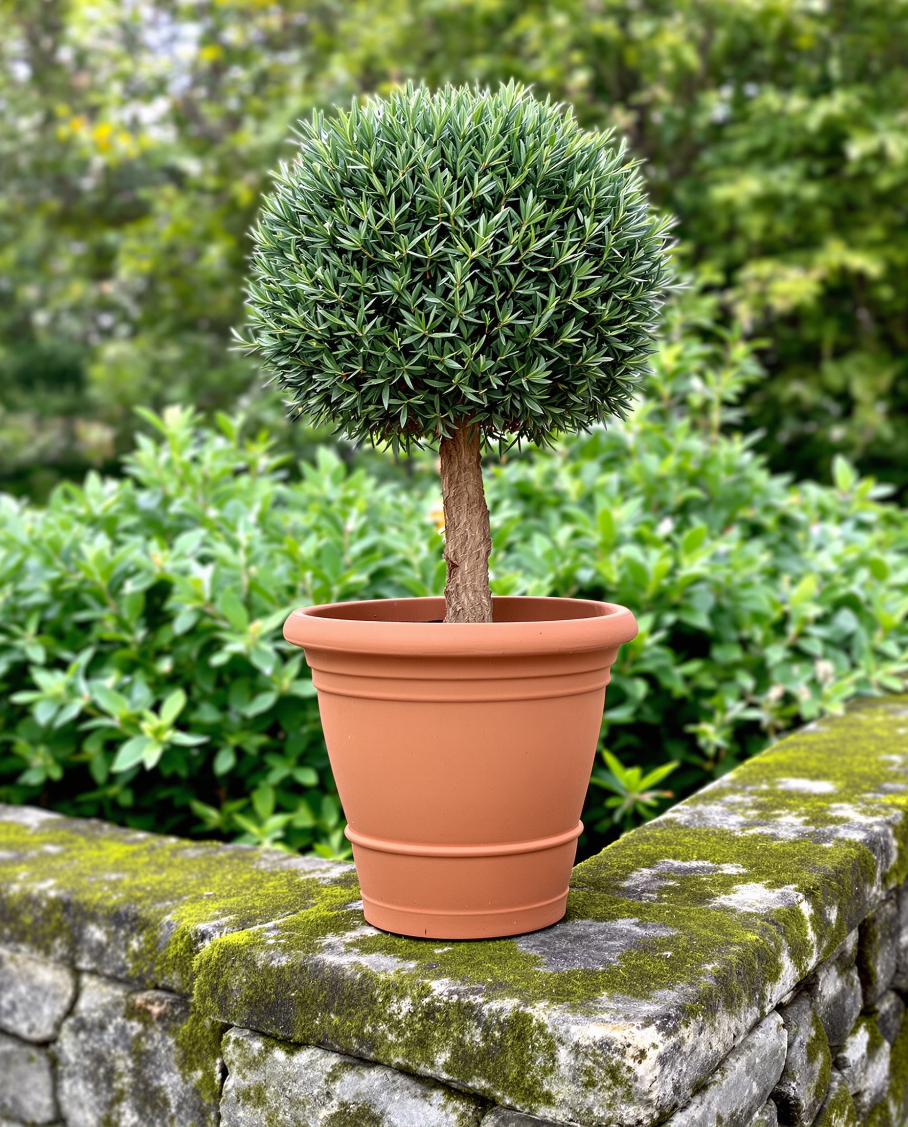 Romarin sur tige en boule bien taillé – pot terre cuite breton