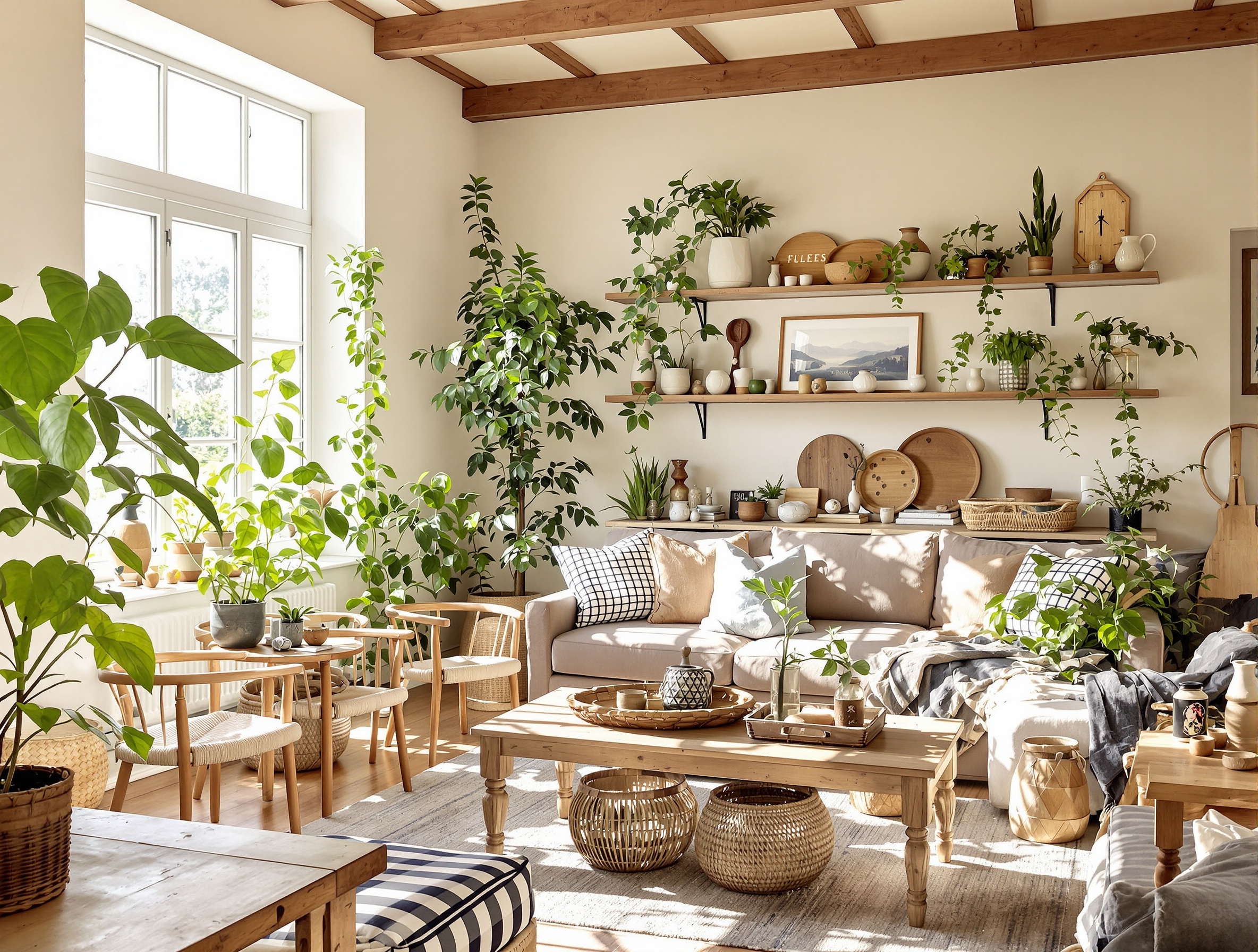 salon breton chaleureux meubles bois plante artisanat