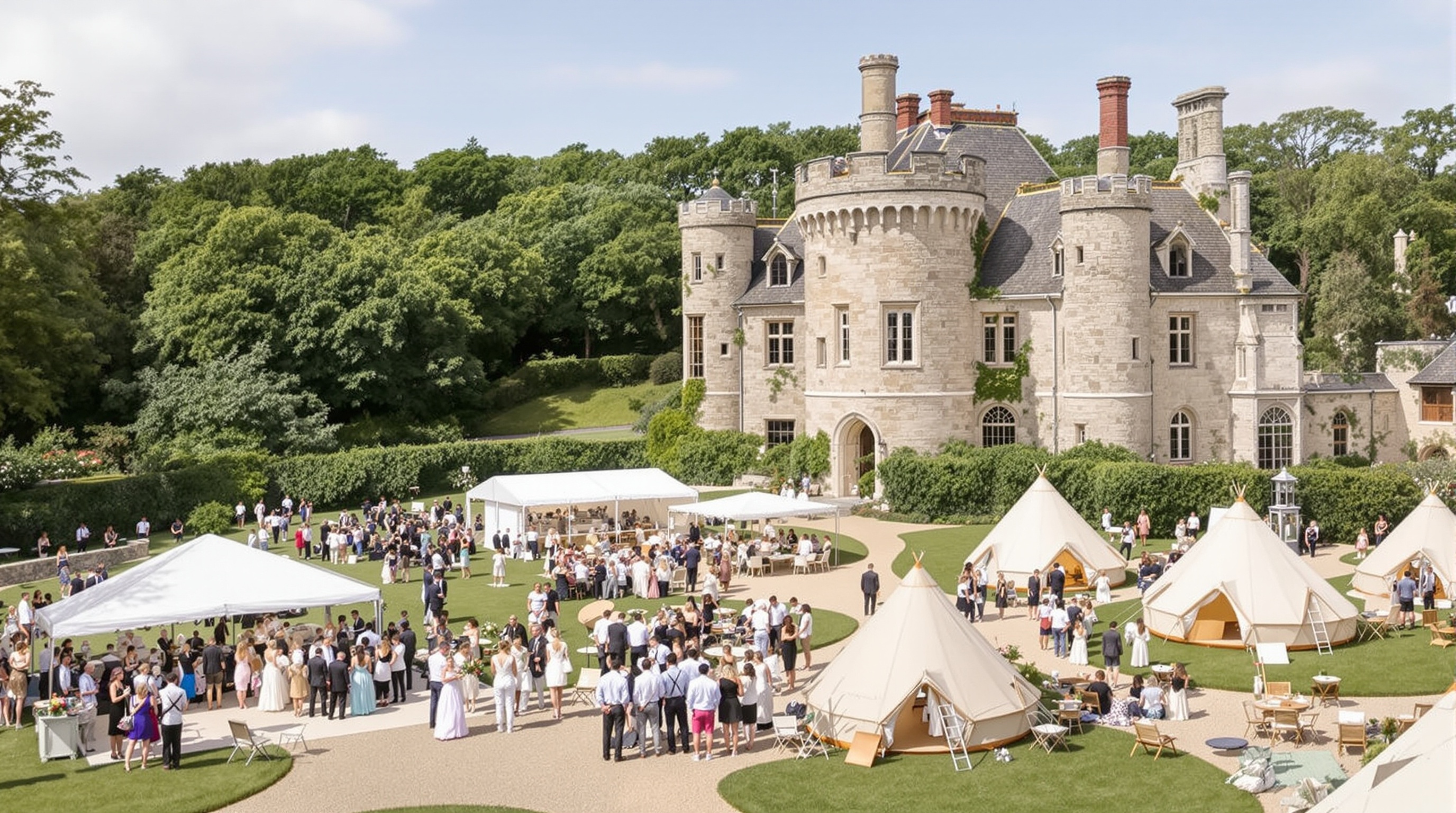 Château animé : mariage sous tente bretonne, ateliers et glamping en parc