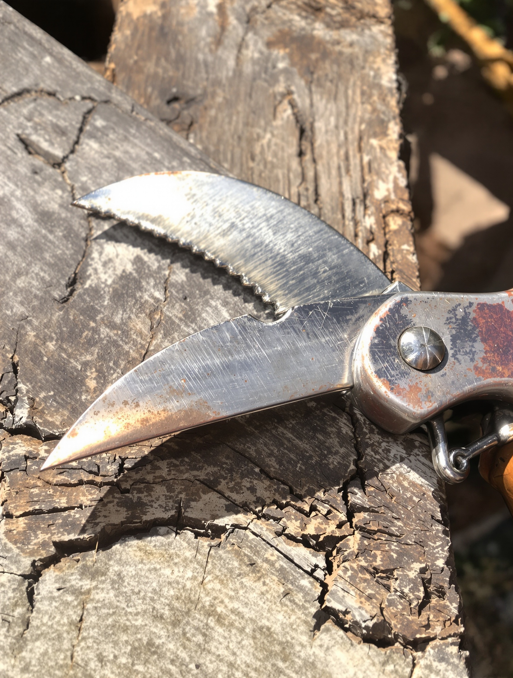 sécateur artisanal ancien lame brillante outil jardinage breton