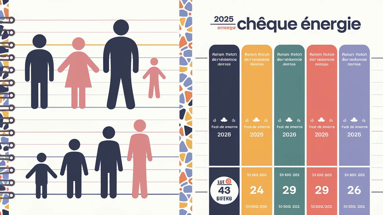 Tableau visuel des plafonds RFR et composition du foyer pour le chèque énergie.