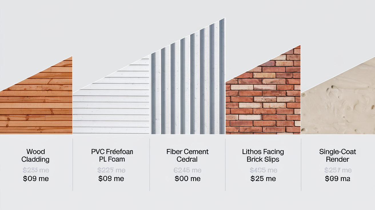 Tableau comparatif prix bardage bois PVC fibre ciment parement enduit monocouche