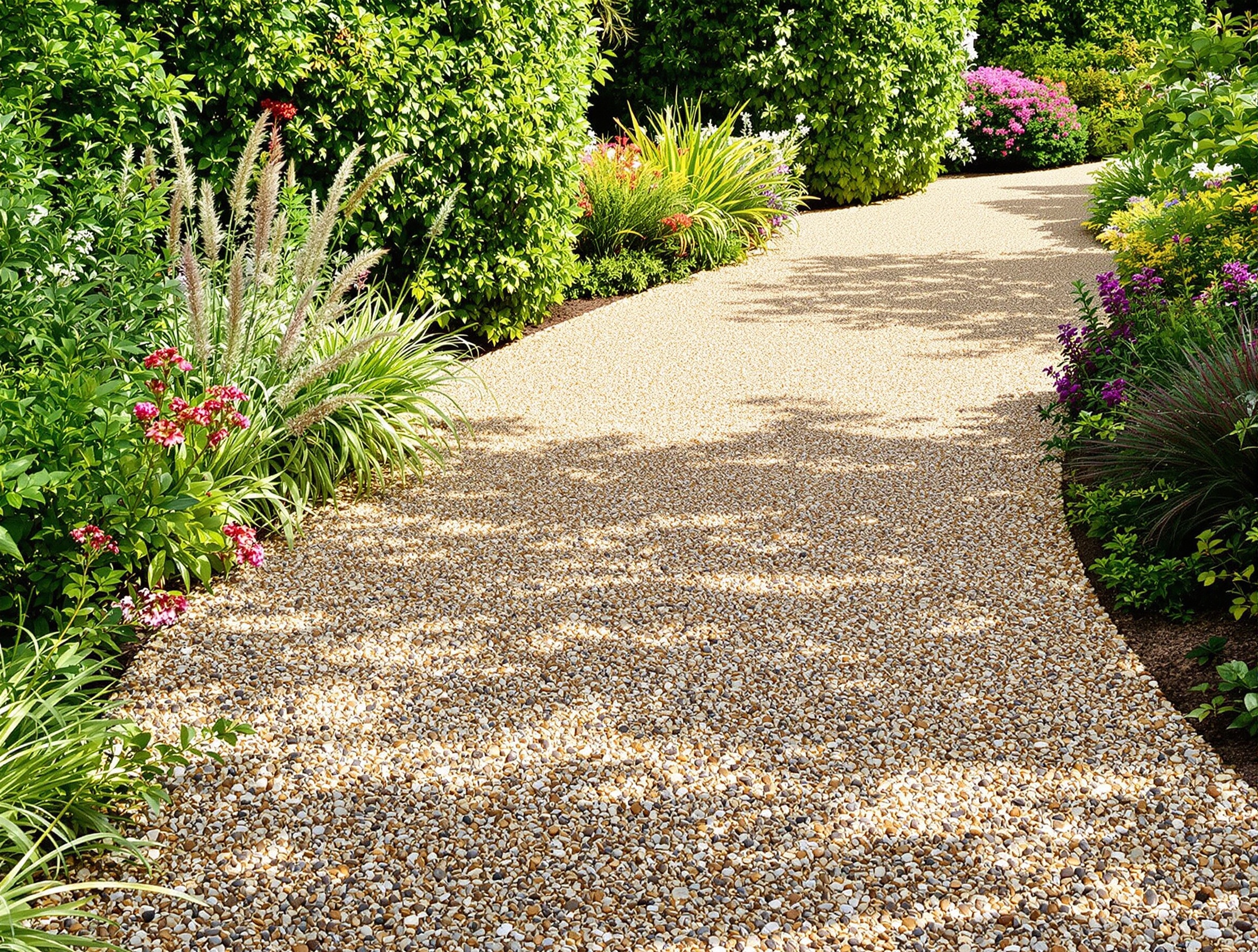 terrasse gravier décoratif bordure végétale