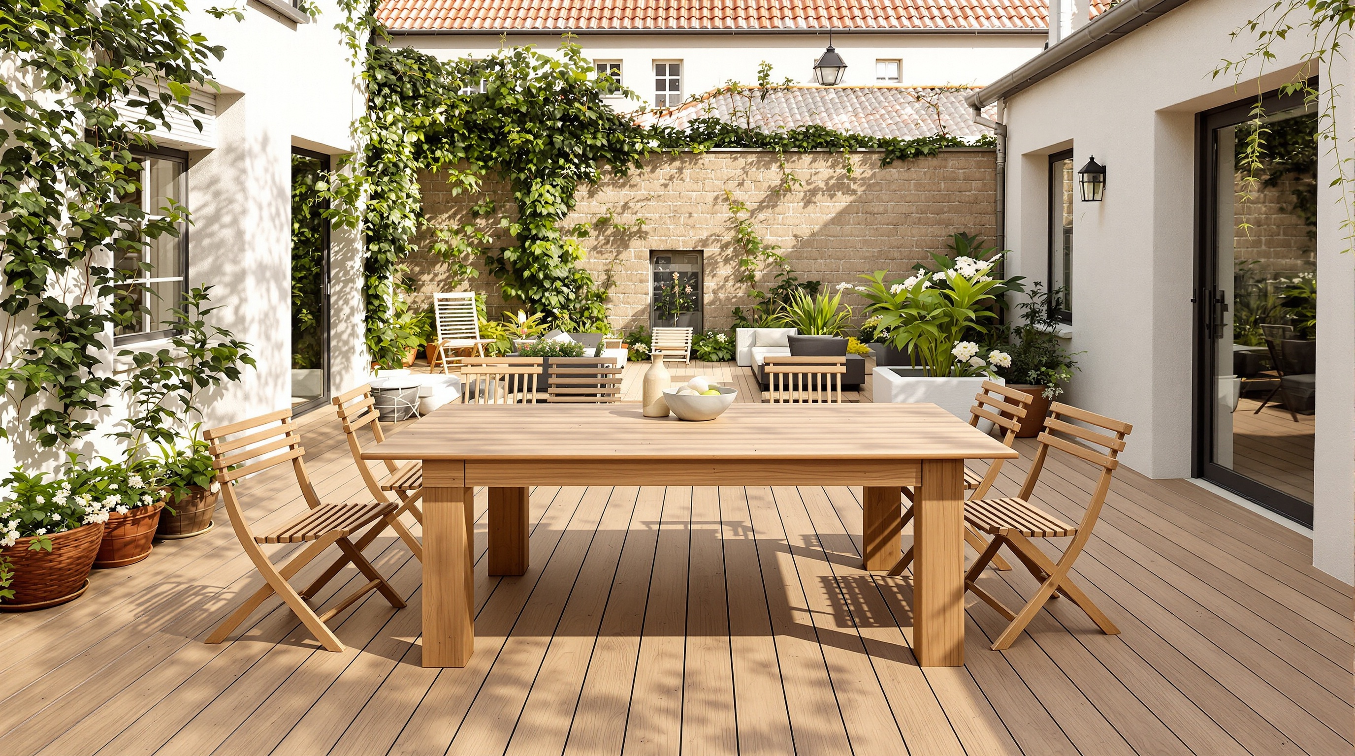 terrasse en bois européen convivialité table brut